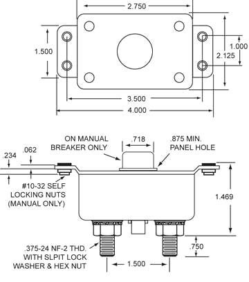 KLIXON 7588-6-200 - 200 Amp,Weatherproof Marine, RV , Military Circuit Breaker.